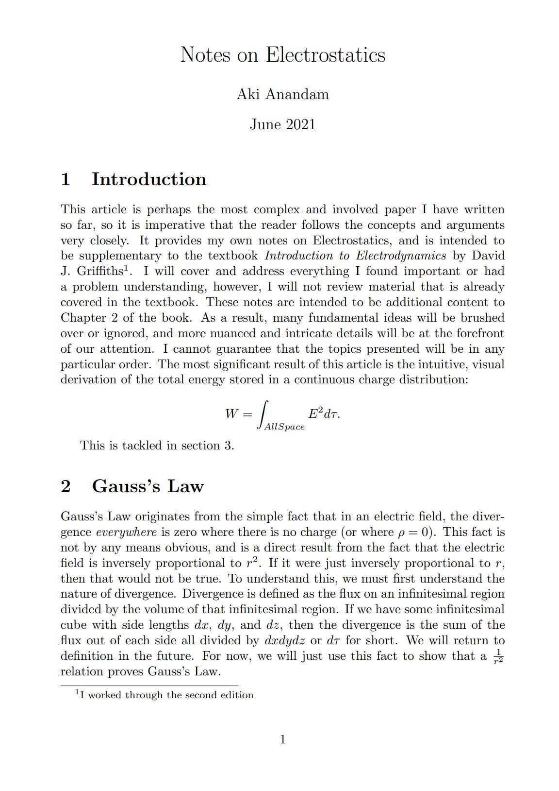 Cover preview for Notes on Electrostatics