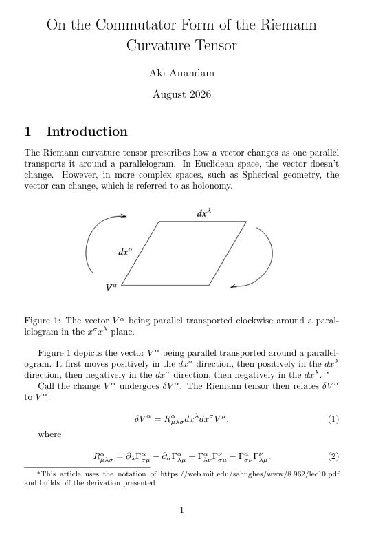 Cover preview for On the Commutator Form of the Riemann Curvature Tensor