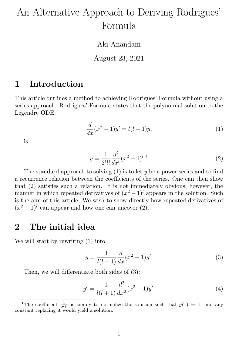 Cover preview for An Alternative Approach to Deriving Rodrigues' Formula